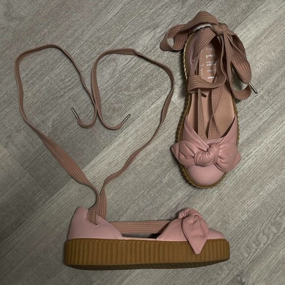 Puma x Fenty by Rihanna Baby Pink Ballet Tie Up Creeper Sneakers - Picture 1 of 3